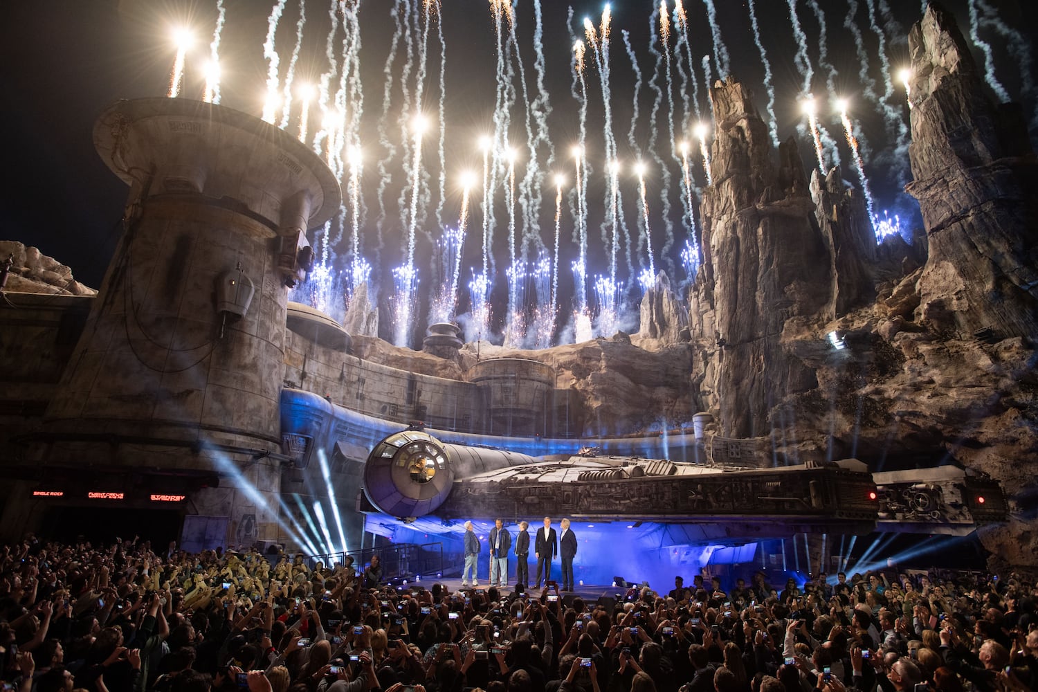 Photo: Disneyland’s Star Wars Galaxy’s Edge dedicated by Mark Hamill, Billy Dee Wiliams