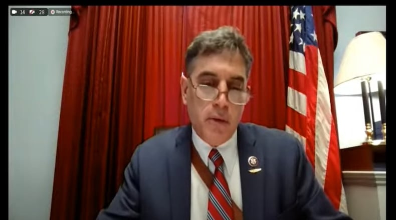 Georgia U.S. Rep. Andrew Clyde's description of the Jan. 6 riot at the U.S. Capitol as "no insurrection" was widely criticized after a House Oversight Committee hearing Wednesday. Screenshot via YouTube.