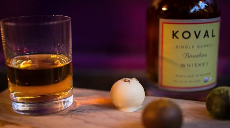 Whiskey and other brown spirits make a better pairing with chocolate than red wine. Here a whiskey from Chicago-based distiller Koval is matched with truffles from Vosges Haut Chocolat, also made locally. (Michelle Kanaar/Chicago Tribune/TNS)