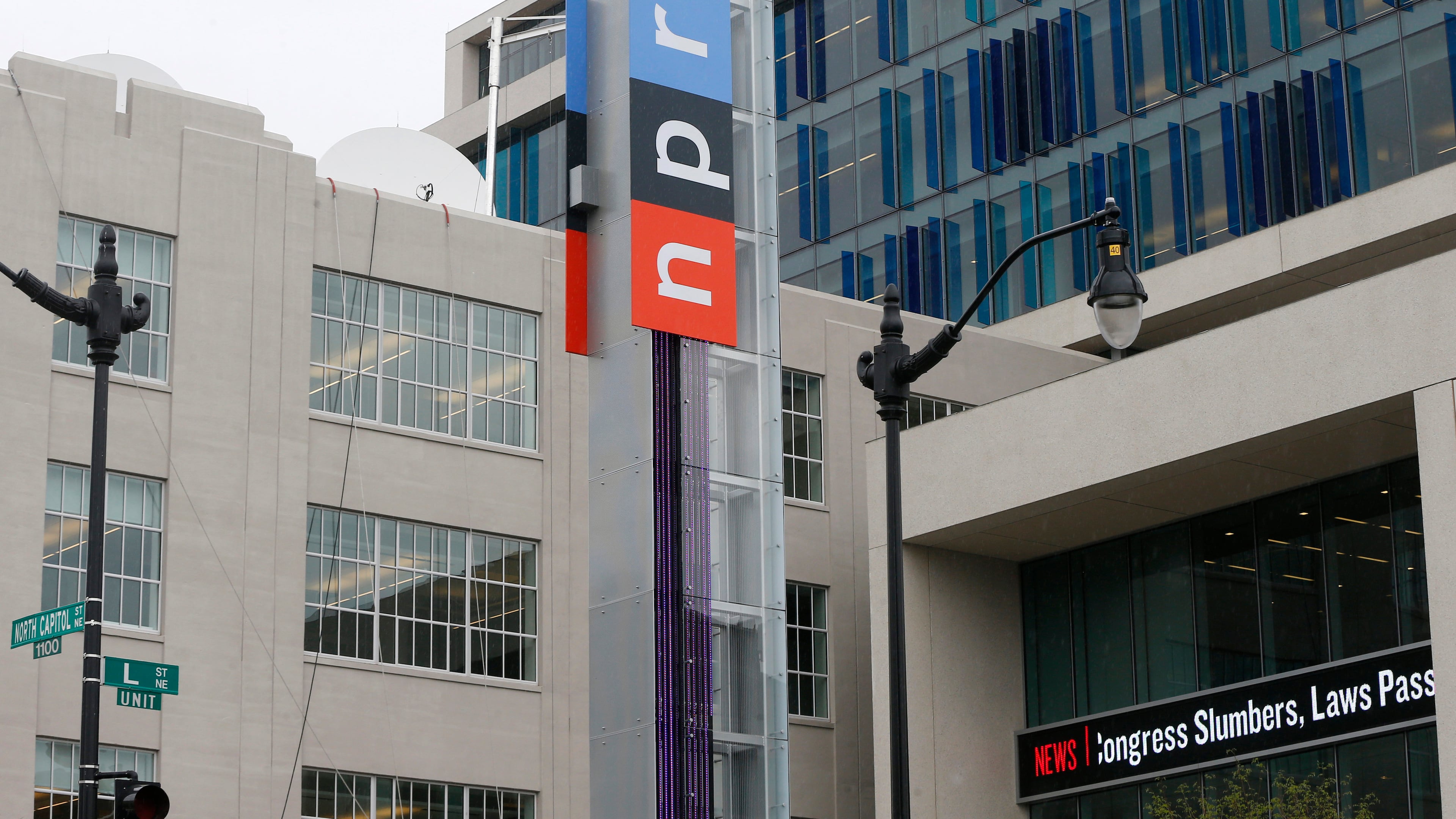 FILE - National Public Radio (NPR) on North Capitol Street in Washington, April 15, 2013. (AP Photo/Charles Dharapak, File)