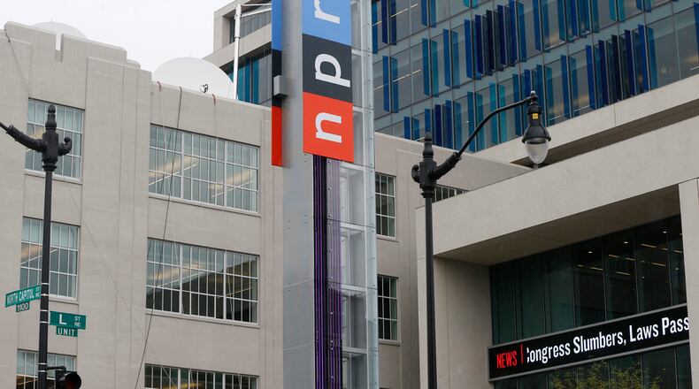 FILE - National Public Radio (NPR) on North Capitol Street in Washington, April 15, 2013. (AP Photo/Charles Dharapak, File)