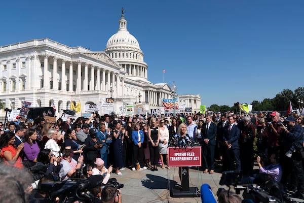 U.S. Rep. Marjorie Taylor Greene, R-Rome, spoke about the Jeffrey Epstein files at a news conference in Washington on Wednesday.