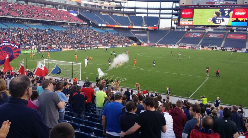 This photo taken in 2014 illustrates the lack of people and game-day experience for soccer supporters at Gillette Stadium.