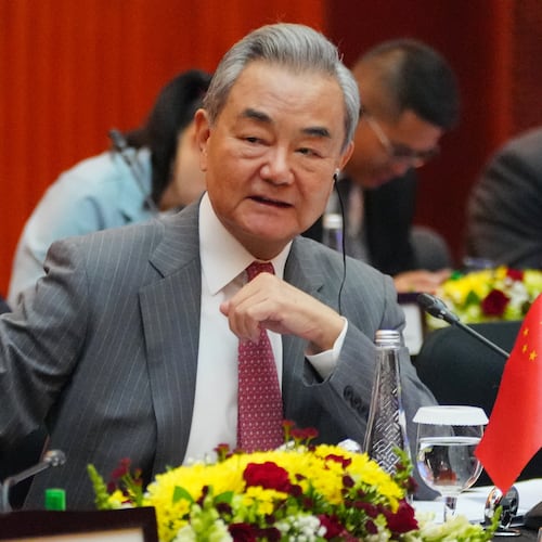 FILE - China's Foreign Minister Wang Yi attends the Comprehensive Strategic Dialogue between Indonesia and China in Jakarta, Indonesia, Friday, Aug. 21, 2026. (AP Photo/Tatan Syuflana, File)