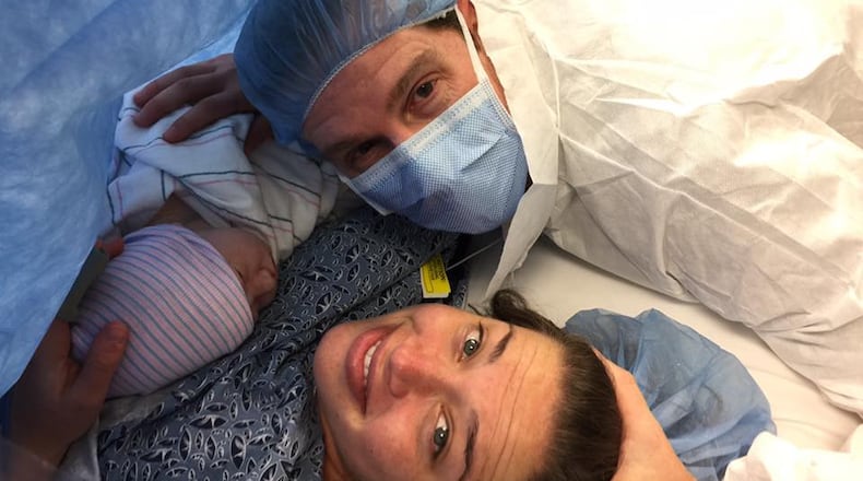 Amanda and Steve Rickman's baby just moments after birth. CREDIT: special from the Rickmans