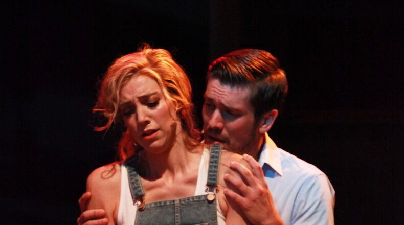 Kylie Brown and Chase Peacock star as Molly and Sam in “Ghost the Musical” at Georgia Ensemble Theatre. CONTRIBUTED BY DAN CARMODY / STUDIO 7