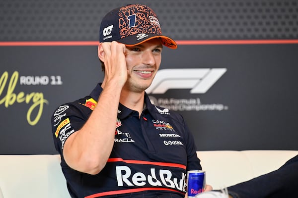 Red Bull driver Max Verstappen of the Netherlands attends a news conference at the Red Bull Ring racetrack, in Spielberg, Austria, Thursday, June 26, 2025, ahead of the Austrian Formula One Grand Prix. (AP Photo/Denes Erdos)