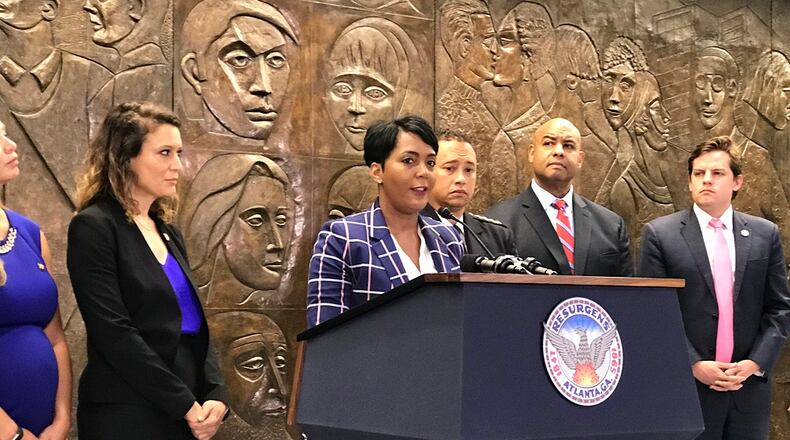 Mayor Keisha Lance Bottoms on Thursday said she would not rule out cancelling a federal contract for the city jail to hold detainees facing deportation, adding Atlanta has already turned away nine since she signed an executive order prompted by the separation of immigrant families on the southwest border. “As a country, we are better than this,” Bottoms told reporters at a City Hall news conference. “We are better than separating families. These are human beings. These are children. These are mothers. These are fathers. These are families.” JEREMY REDMON/jredmon@ajc.com
