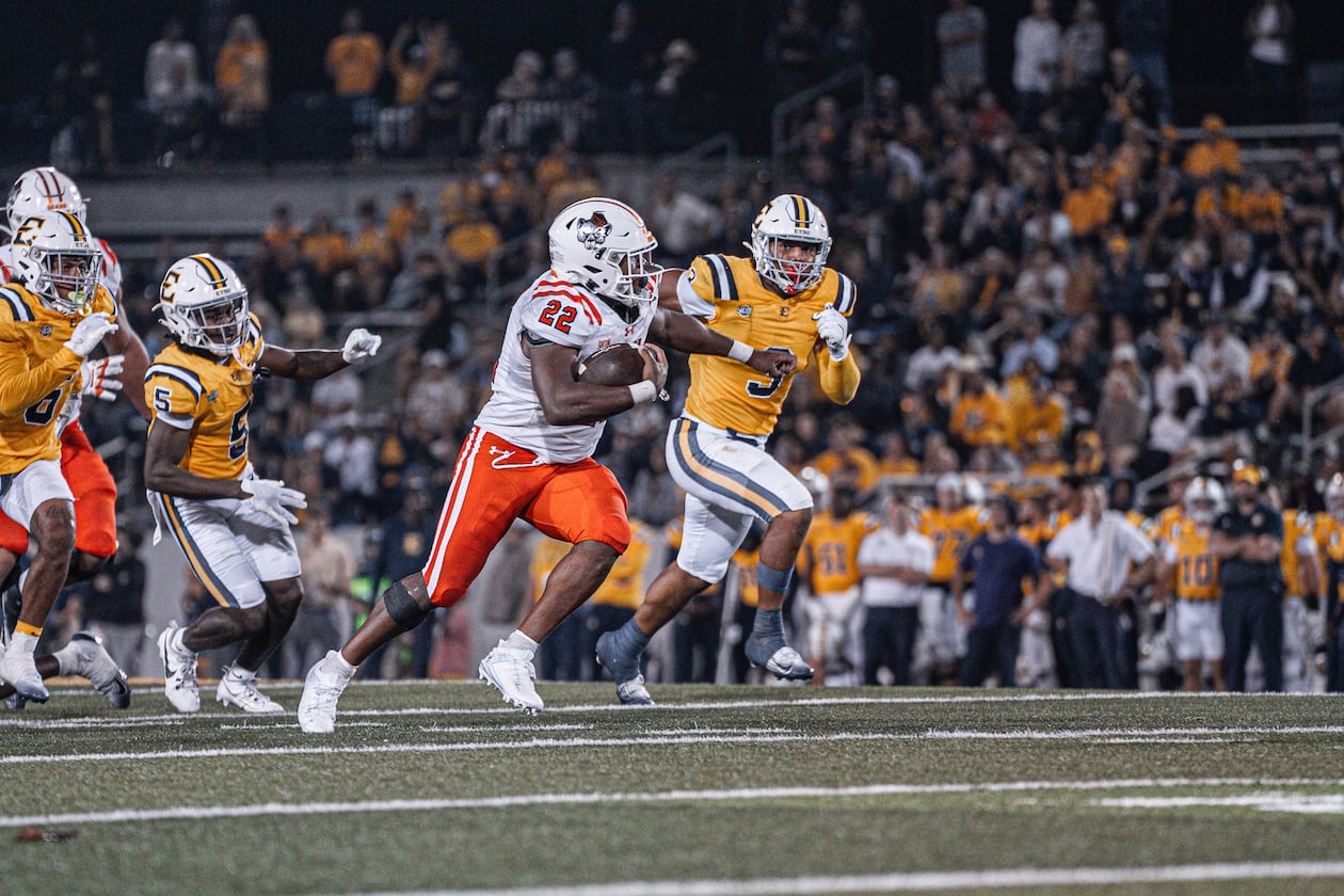 C.J. Miller rushed for 172 yards and two touchdowns at East Tennessee pm Sept. 27, the eighth-most rushing yards in the history of Mercer football. (Mercer University)