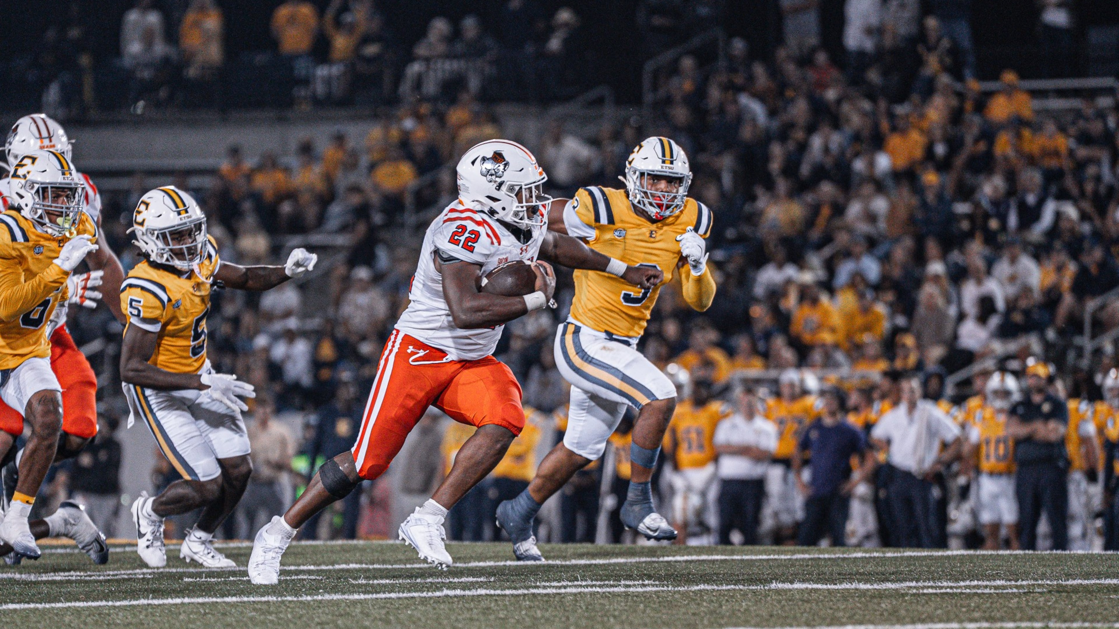 C.J. Miller rushed for 172 yards and two touchdowns at East Tennessee pm Sept. 27, the eighth-most rushing yards in the history of Mercer football. (Mercer University)