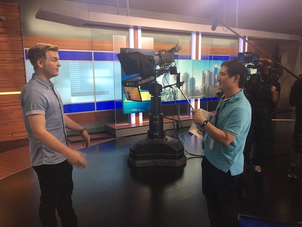  Heather Catlin was nice enough to take a photo of me doing my Facebook Live with Caleb Lee Hutchinson this morning. CREDIT: Heather Catlin