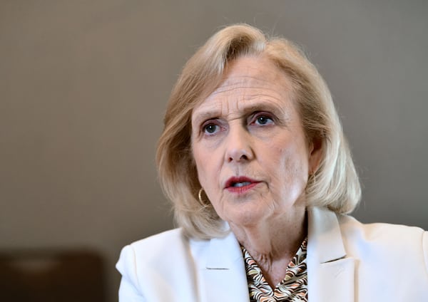 Paula Kerger, President and CEO of PBS, speaks during an interview with AJC reporter Rodney Ho at PBS Annual Meeting, Tuesday, May 20, 2025, in Atlanta. (Hyosub Shin / AJC)