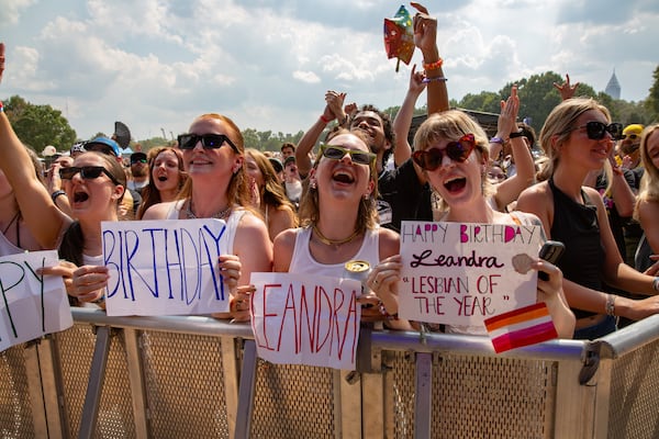 Fans enjoy the Canadian band Beaches during the Shaky Knees Music Festival at Piedmont Park on Saturday, Sept. 20, 2025, in Atlanta. (Ryan Fleisher for the AJC)