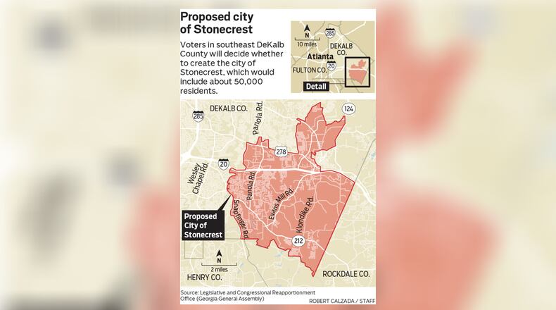 The city of Stonecrest will cover the southeastern corner of DeKalb County if approved by voters in November.