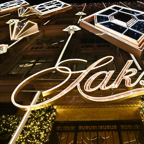 FILE - Saks Fifth Avenue holiday light show and window reveal on Monday, Nov. 24, 2025, in New York. (Photo by Evan Agostini/Invision/AP, File)