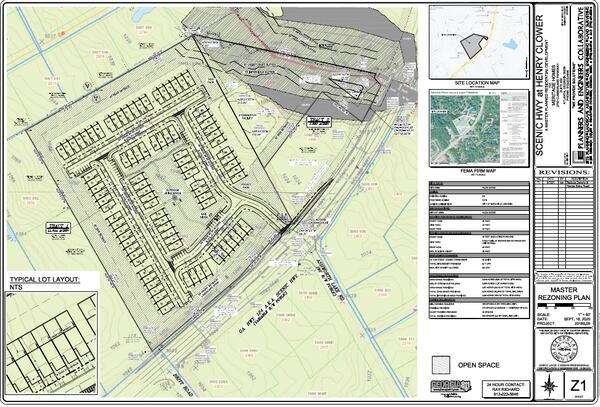 Meritage Homes of Georgia plan to build 90 townhomes on about 14.7 acres of land at 2465 Scenic Highway S. (Courtesy of City of Snellville)
