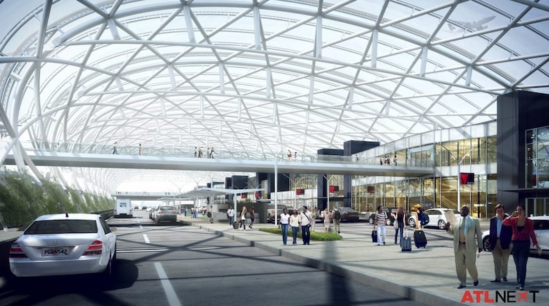 Rendering of pedestrian bridges Hartsfield-Jackson plans to build between the domestic terminal and parking garages. Source: Hartsfield-Jackson