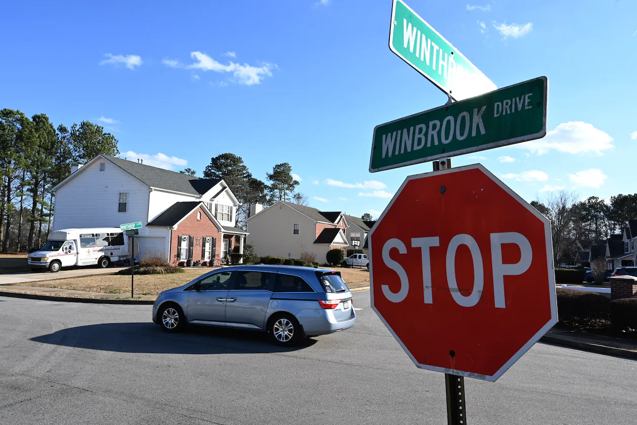 Street view of Winslow at Eagles Landing neighborhood, where a large number of homes are owned by investors, Thursday, Jan. 26, 2023, in McDonough. (Hyosub Shin/AJC)