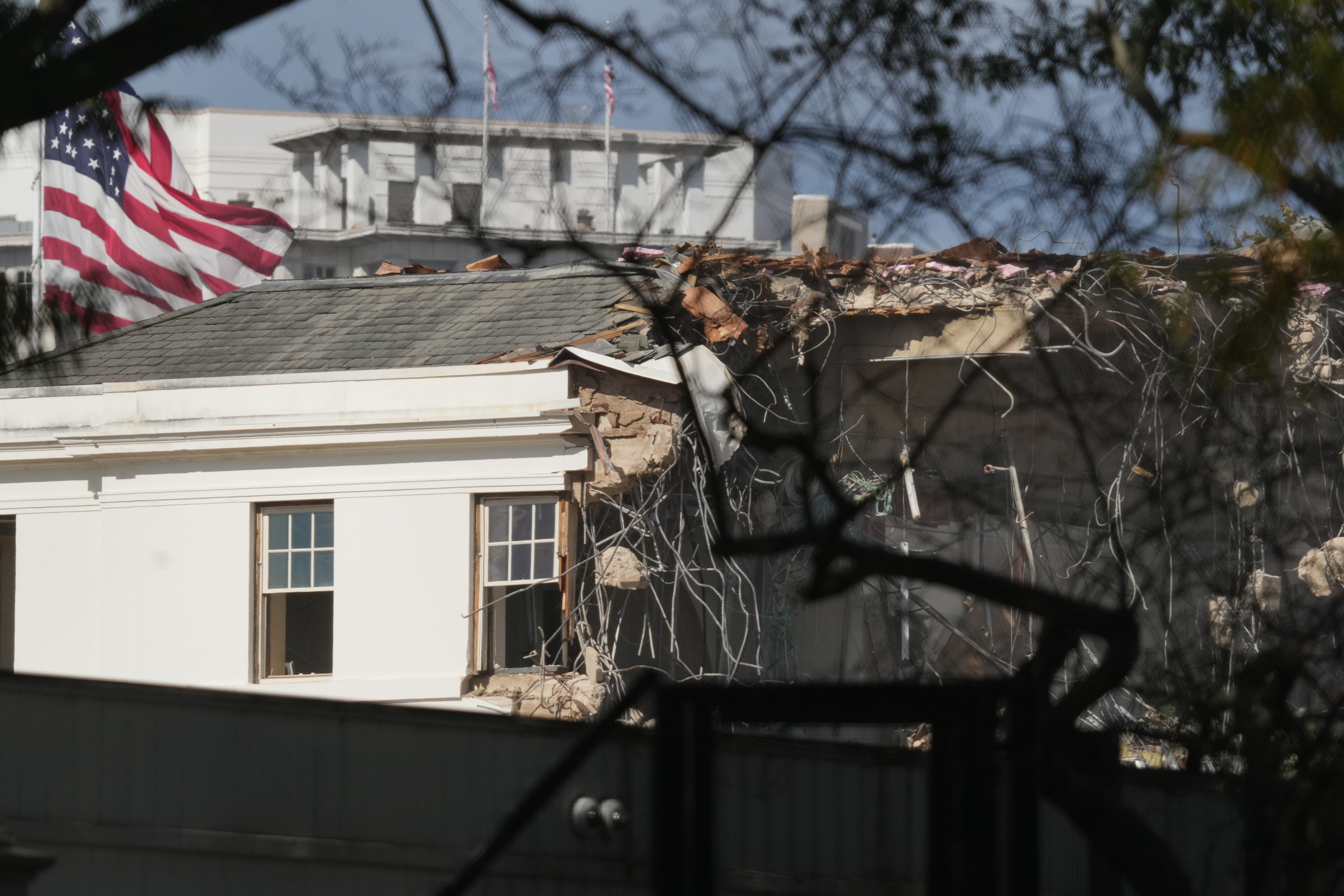 Demolition continued on the East Wing of the White House on Wednesday in Washington.