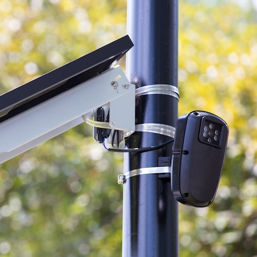 License plate readers are cameras typically placed along roadways and log the movements of millions of vehicles into a database law enforcement can search. Officers across Georgia have been charged with misusing the system. (Casey Sykes for the AJC 2019)