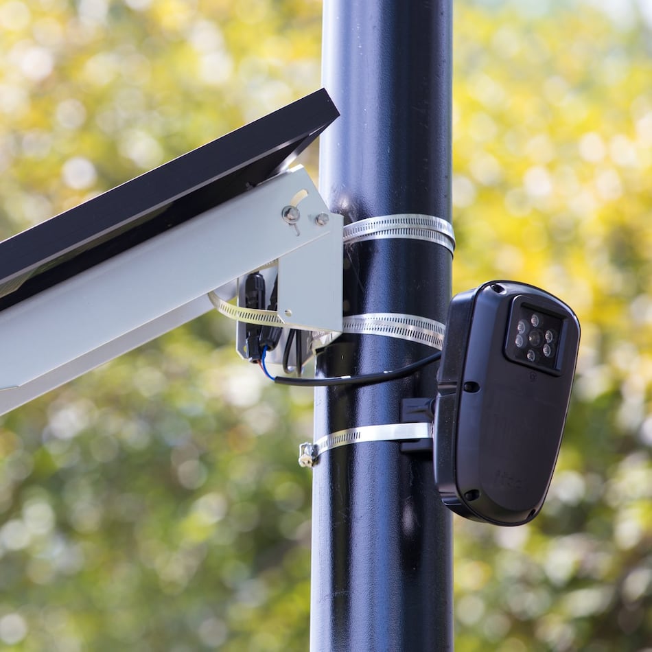 License plate readers are cameras typically placed along roadways and log the movements of millions of vehicles into a database law enforcement can search. Officers across Georgia have been charged with misusing the system. (Casey Sykes for the AJC 2019)