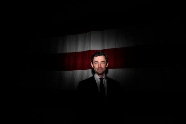 Sen. Jon Ossoff, D-Ga., poses for a portrait during an event at Dobbins Air Reserve Base, Saturday, April 26, 2025, in Marietta, Ga. (AP Photo/Brynn Anderson)