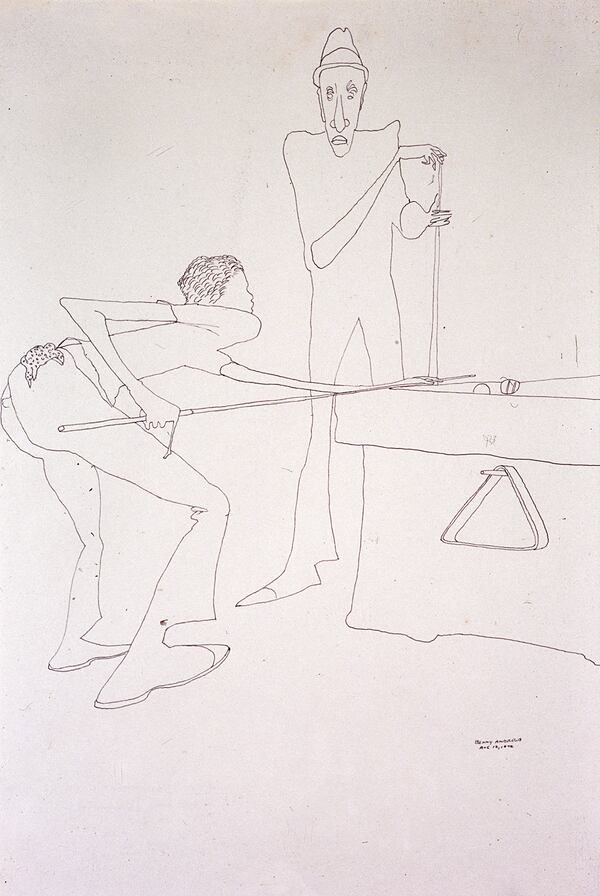 Benny Andrews' "Pool Shooters" (1972).
Courtesy of Hammonds House Museum
