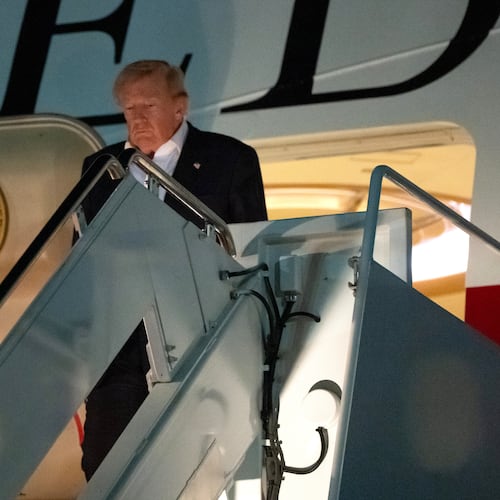 President Donald Trump arrives on Air Force One, Thursday, July 9, 2026, at Joint Base Andrews, Md. (AP Photo/Alex Brandon)