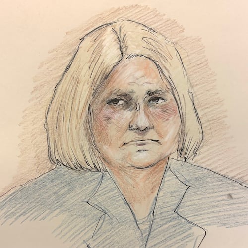 This courtroom sketch depicts Milwaukee County Circuit Judge Hannah Dugan in court, Tuesday, Dec. 16, 2025 in Milwaukee, Wis. (Adela Tesnow via AP)