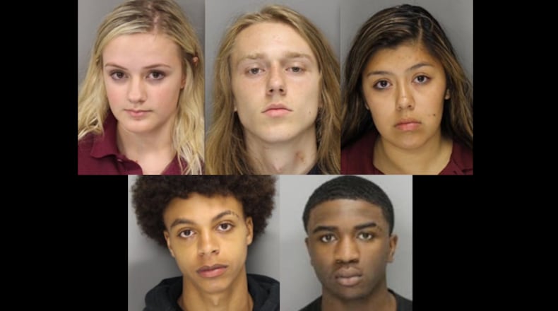 Top row, left to right: Sarah Austin, Thomas Poole, America Lesesne. Bottom row, left to right: Jahvon Hammond, Verdeldric Ware.