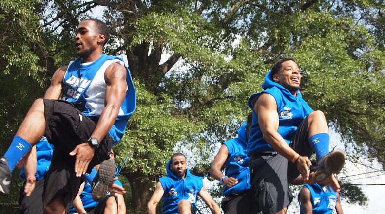 The men of Phi Beta Sigma fraternity at the Atlanta Greek Picnic.
