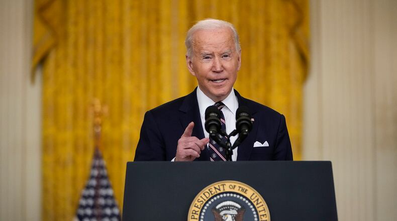 U.S. President Joe Biden announced sanctions Tuesday against Russia following its deployment of troops into two pro-Russian separatist regions of Ukraine. (Drew Angerer/Getty Images/TNS)