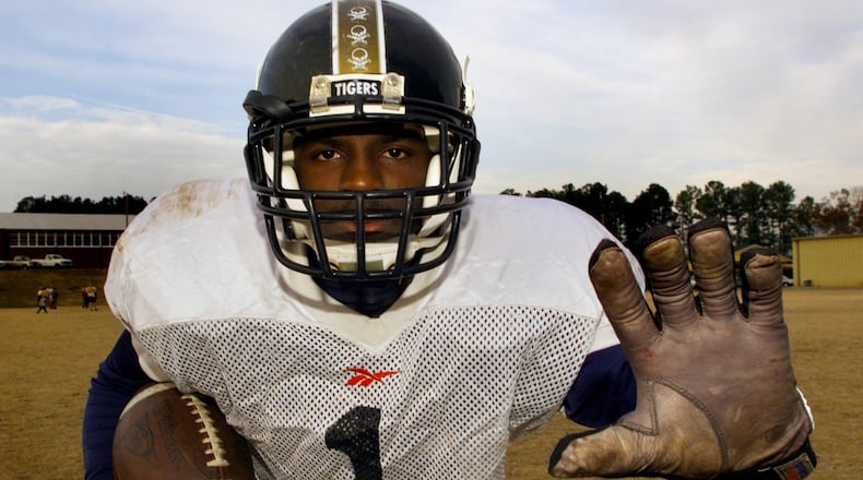 Commerce running back Monte Williams’ 8,844 rushing yards ranked fourth in history nationwide when it was set. (Jenni Girtman/AJC)