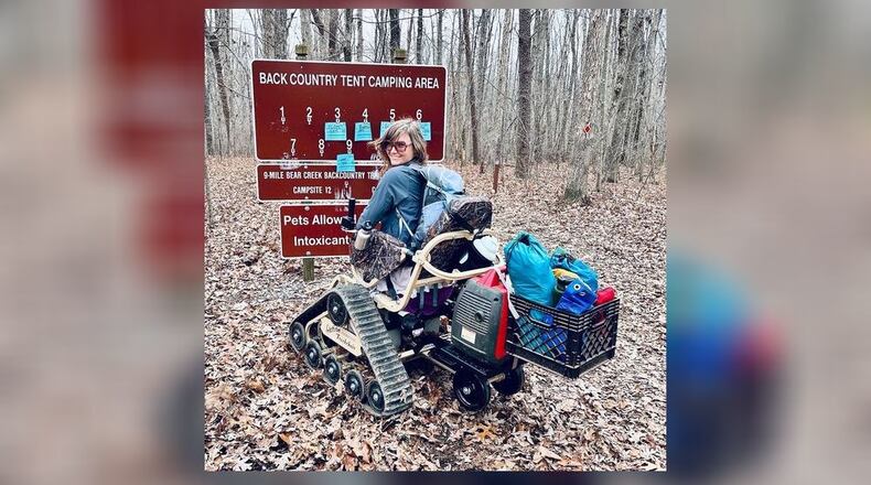 Hard Labor Creek State park now has one of 11 all-terrain track chairs for use for people with mobility issues. The “beefed-up” track chair came to the park from the Amy Copeland Foundation. Amy Copeland lost both arms, a foot and a leg following a bacterial infection after a zip-lining incident in 2012. (Contributed photo)