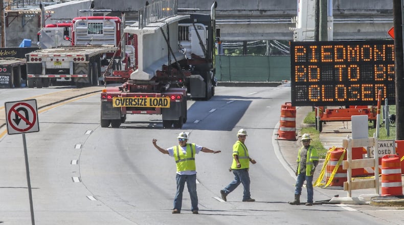April 25, 2017 Atlanta: Construction crews have been working around the clock repairing a collapsed section of I-85. Officials say they hope to have the stretch of interstate reopened by June 15. JOHN SPINK/JSPINK@AJC.COM
