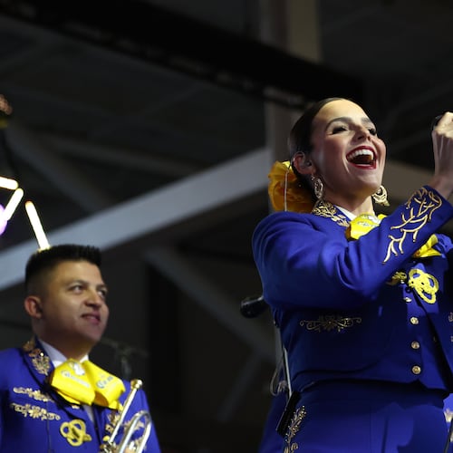 The Los Angeles Rams Mariachi Band performs before an NFL football game against the Tampa Bay Buccaneers, Sunday, Nov. 23, 2025, in Inglewood, Calif. (AP Photo/Jessie Alcheh)