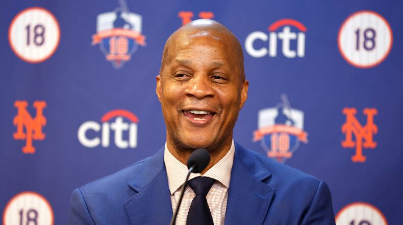 FILE - New York Mets former outfielder Darryl Strawberry speaks before number retirement ceremony, June 1, 2024, in New York. (AP Photo/Noah K. Murray, File)