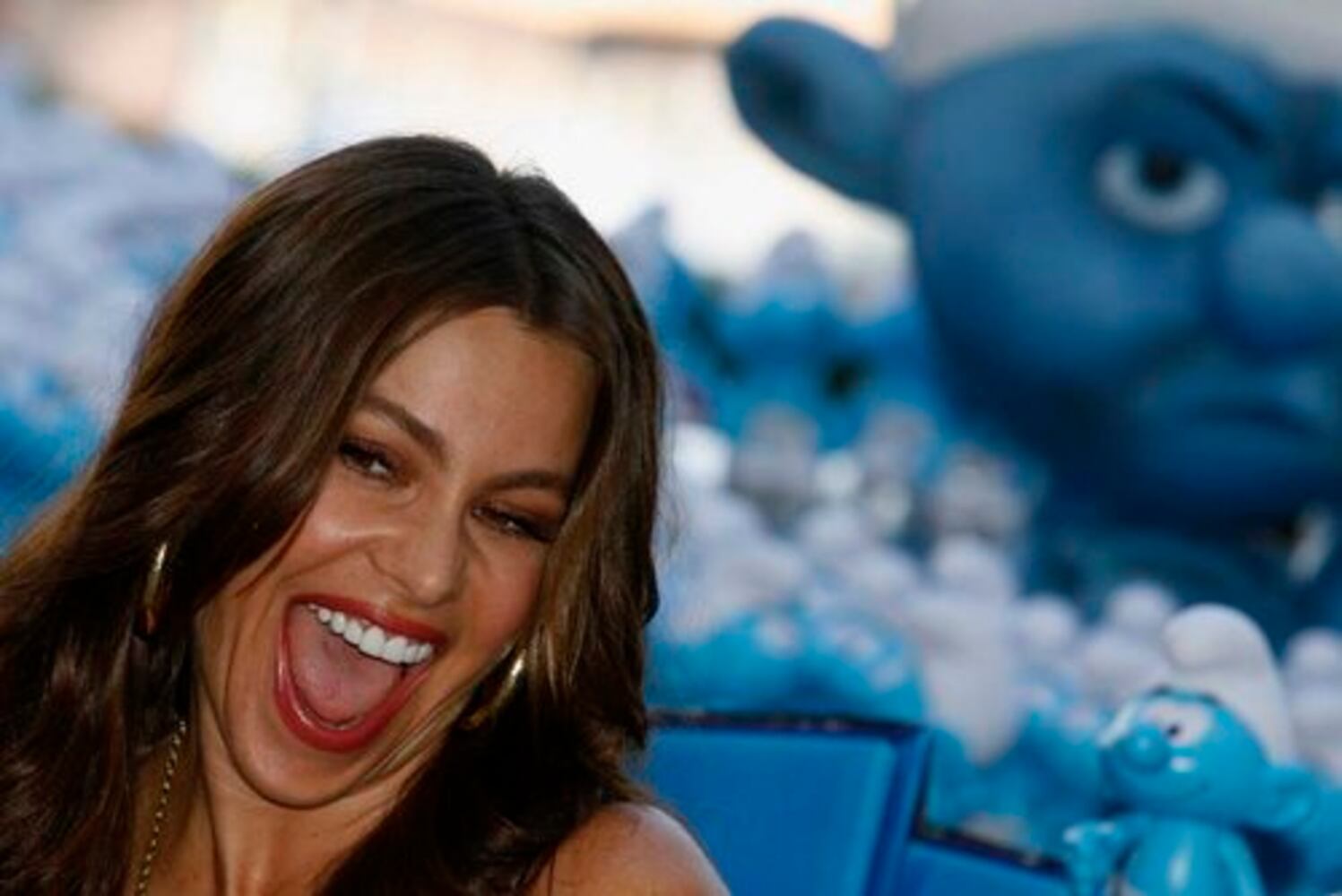 Sofia Vergara promotes "The Smurfs" movie