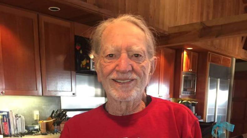 Willie Nelson in his favorite Christmas gift.