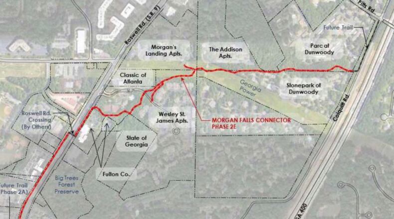 Sandy Springs recently agreed to move ahead with design, engineering, and construction management of Segment 2E of the Trail Master Plan from Cimmarron Parkway to Colquitt Road. (Courtesy City of Sandy Springs)