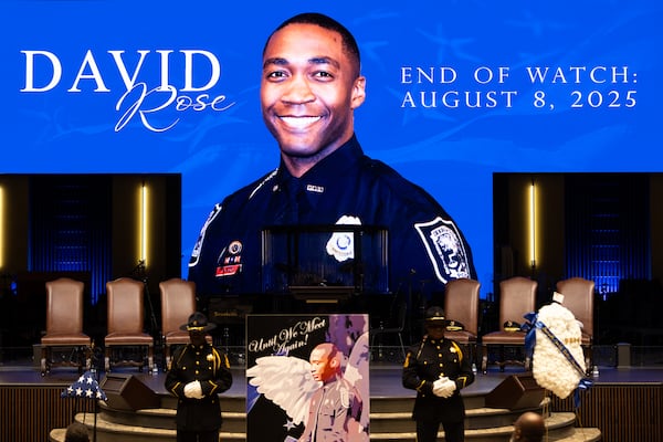 The funeral for Dekalb County police officer David Rose was held Aug. 22. (Arvin Temkar/AJC)