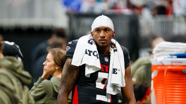 If Falcons quarterback Michael Penix Jr. can complete his rehab in nine months, he could return in time to start the 2026 regular season. If it takes longer, he could miss the first month of the season — or more. (Miguel Martinez/AJC)