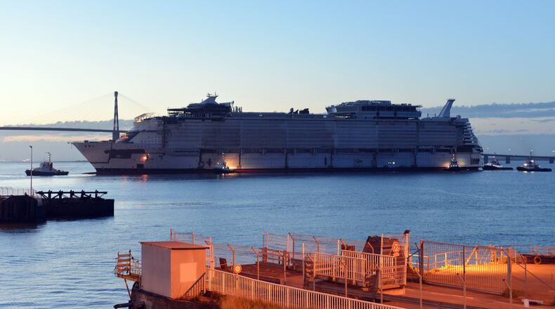 Royal Caribbean’s newest Oasis-class ship, Symphony of the Seas, under construction at the STX shipyard in France. The ship is scheduled to be delivered in 2018. (Royal Caribbean International)