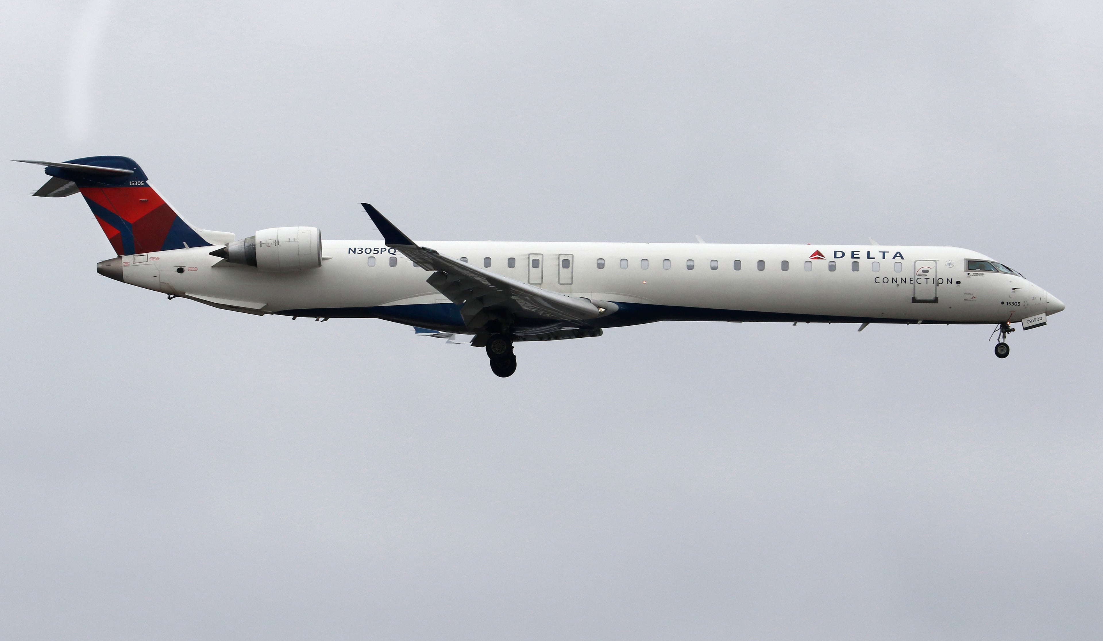 A Bombardier CRJ (CRJ-900LR) regional jetliner, belonging to Delta Connection and operated by Endeavor Air (parent company Delta Air Lines), lands at Toronto Pearson International Airport. (Larry MacDougal/AP 2020)