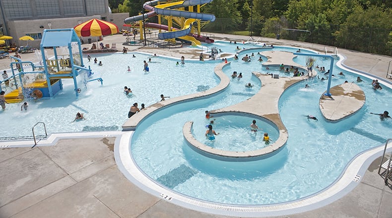 Mountain Park Aquatic Center in Gwinnett County has many features, including water slides, a Lazy River and zero-depth entry point. Contributed by Gwinnett County