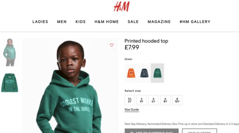 An image on H&M U.K. e-commerce site caused a social media uproar