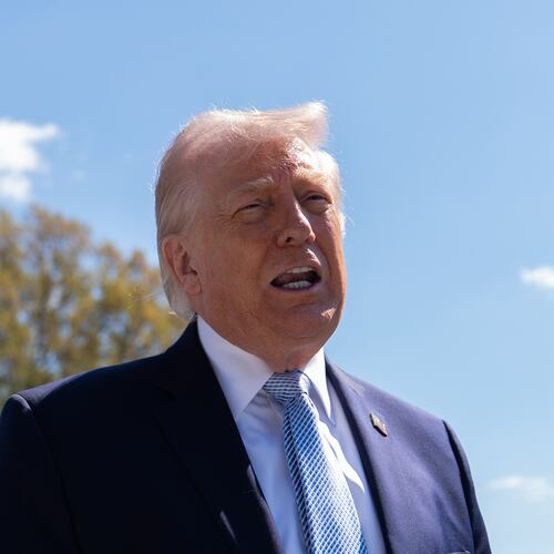 President Donald Trump speaks with reporters during the White House Easter Egg Roll on the South Lawn of the White House, Monday, April 6, 2026, in Washington. (AP Photo/Julia Demaree Nikhinson)