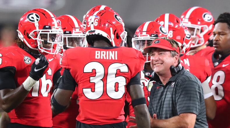 091821 Athens: Georgia coach Kirby Smart has been pleased with the play of senior Latavious Brini at the critical 'star' position in his defense. That position is expected to be particularly stressed against Florida's explosive offense on Saturday in Jacksonville. “Curtis Compton / Curtis.Compton@ajc.com”