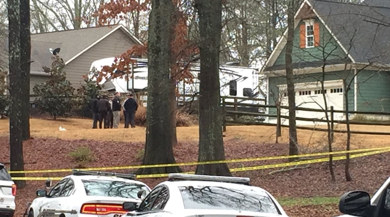 A woman was found shot in her Ball Ground home Monday.