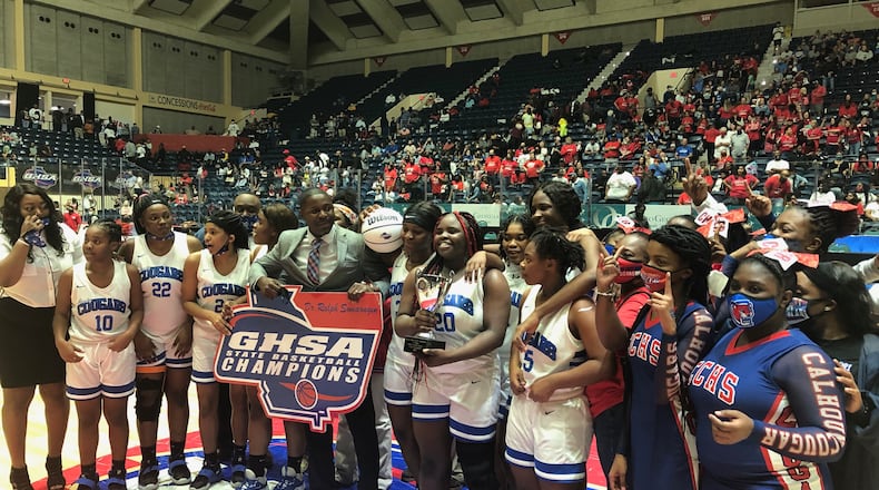 The Calhoun County girls won the Class A Public championship on March 13, 2020, at the Macon Coliseum. The Cougars defeated Clinch County 49-45.